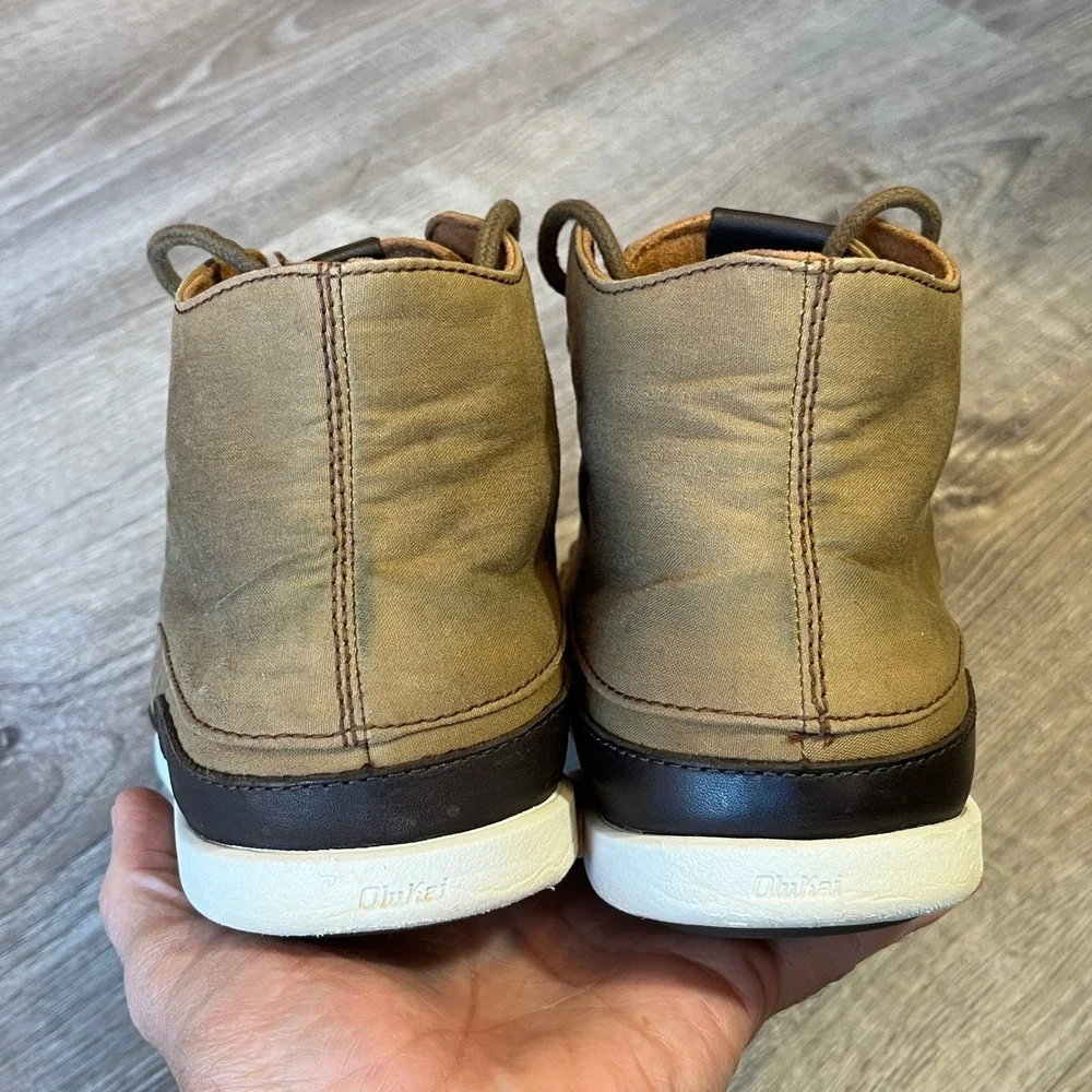 OluKai Nalukai Kapa Boot Mens 10 Fox Bone Textile Chukka Mid Shoes 10377-1319